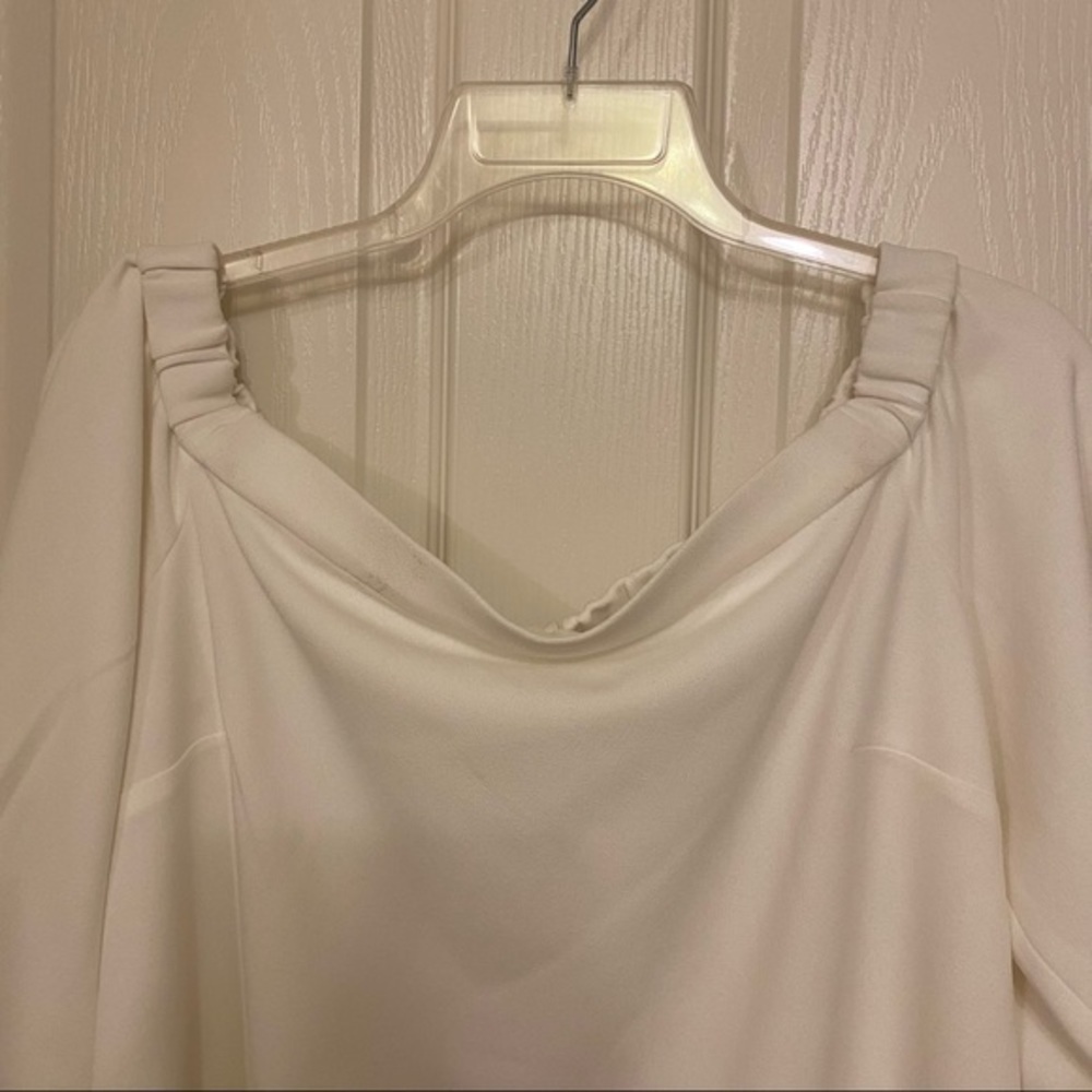 Tibi Structured Crepe Off-the-Shoulder Dress Ivory - Picture 5 of 12